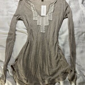 Banana Republic Taupe Top with Lace Accents